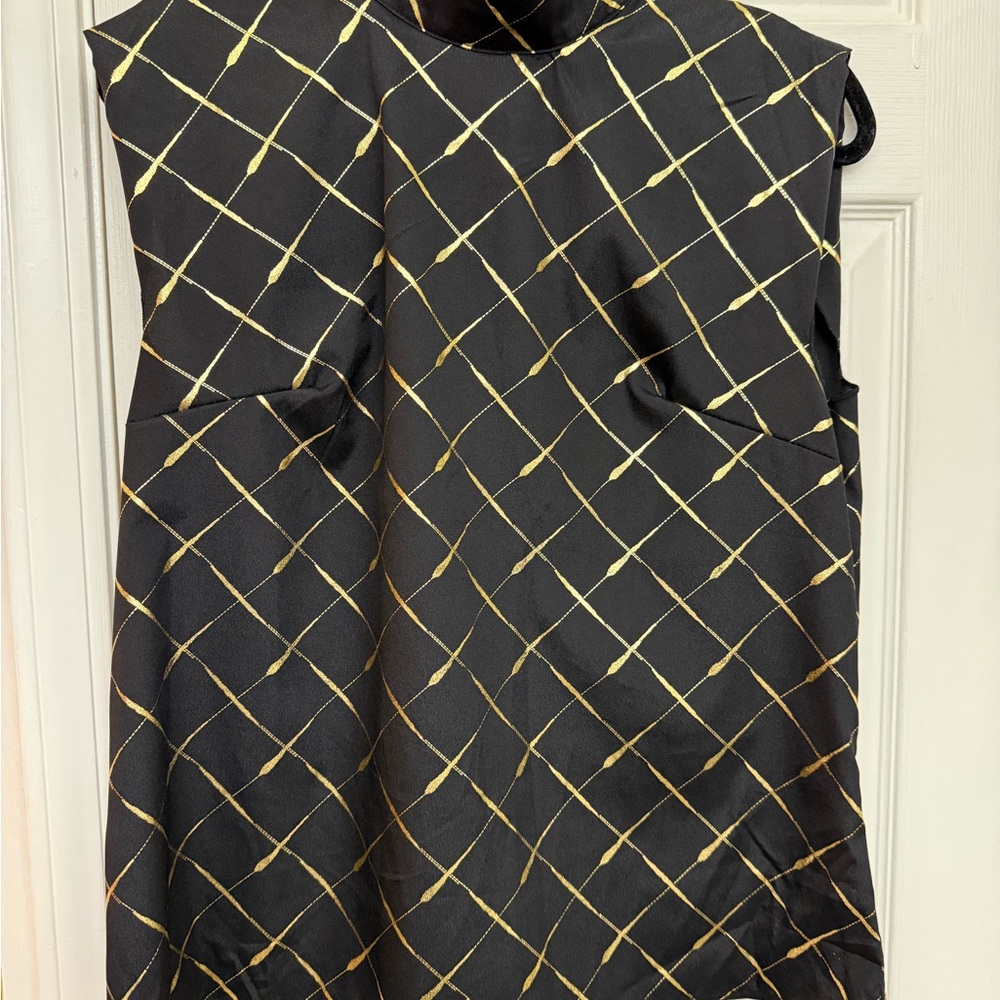 Black and Gold Sleeveless Top
